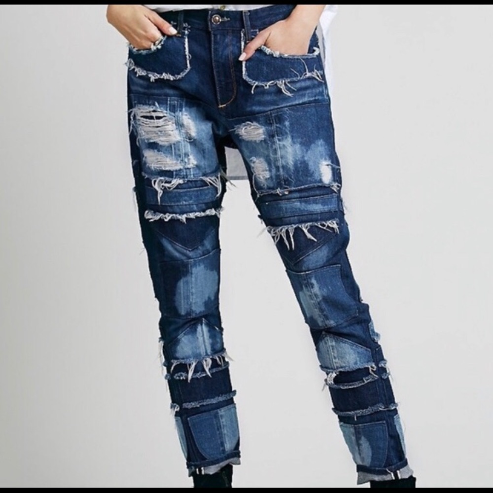Free People X Tortoise Ultra Mari Patched Jean